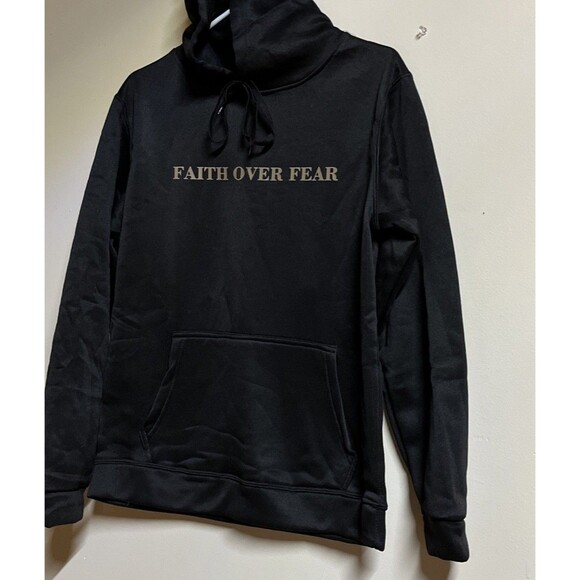 NWOT Faith Over Fear Christian Hoodie Adult M / L Sweatshirt Sweatshirt  Black - Picture 4 of 6